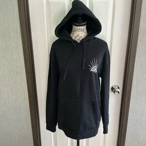 Retrofit Brand Mfg Black Hoodie with Sunburst Design Size Small